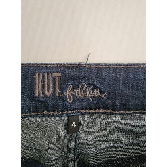 Kut From The Kloth Jean Shorts Womens Sz 4 Jort Stretch Dark Wash Flap Pockets - Picture 6 of 8